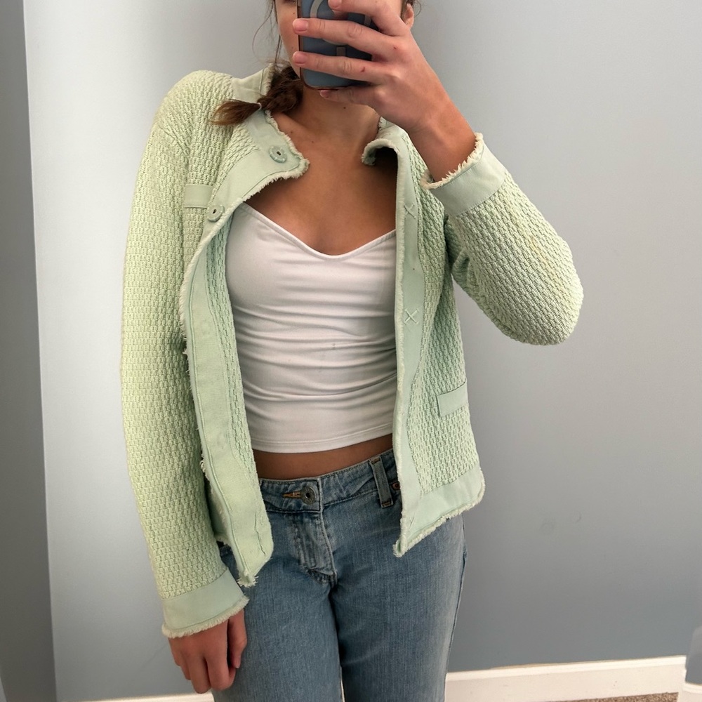 green talbots cardigan